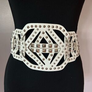 bebe White and Silver Studded Belt